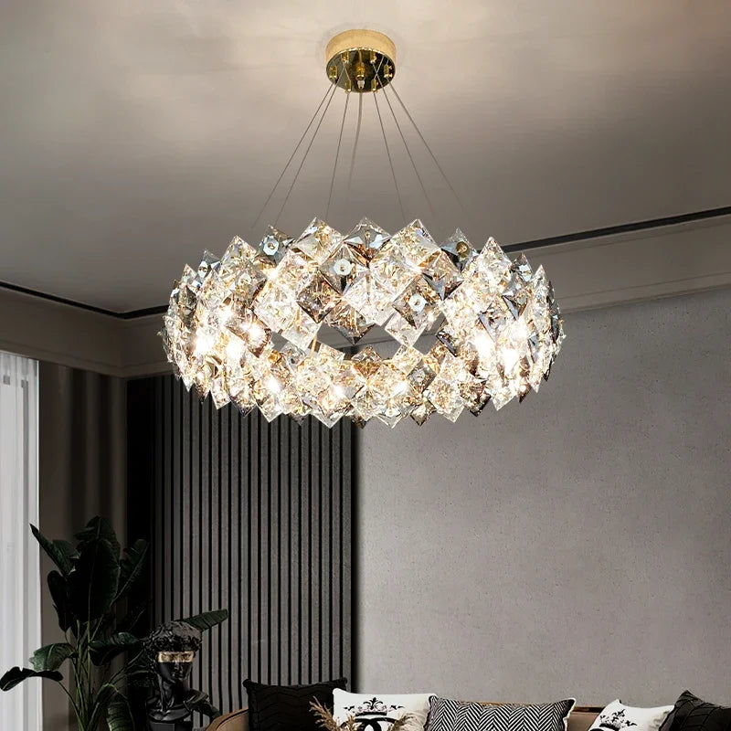 Light Luxury Postmodern Crystal Chandelier Living Room Chandelier Bedroom Crystal Restaurant Three-color Home Chandelier