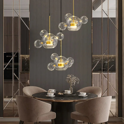 Artpad Living Room Chandelier Lighting Glass Bubble LED Chandelier for Dining Room Hanging Lamps for Ceiling Decoration Home