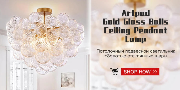 Artpad Living Room Chandelier Lighting Glass Bubble LED Chandelier for Dining Room Hanging Lamps for Ceiling Decoration Home