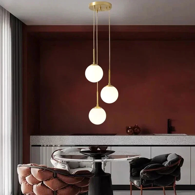Modern Glass Ball LED Pendant Lamp for Dining Room Hotel Lobby and Stairs - Elegant Chandelier Hanging Light