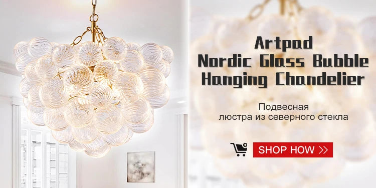 Artpad Living Room Chandelier Lighting Glass Bubble LED Chandelier for Dining Room Hanging Lamps for Ceiling Decoration Home