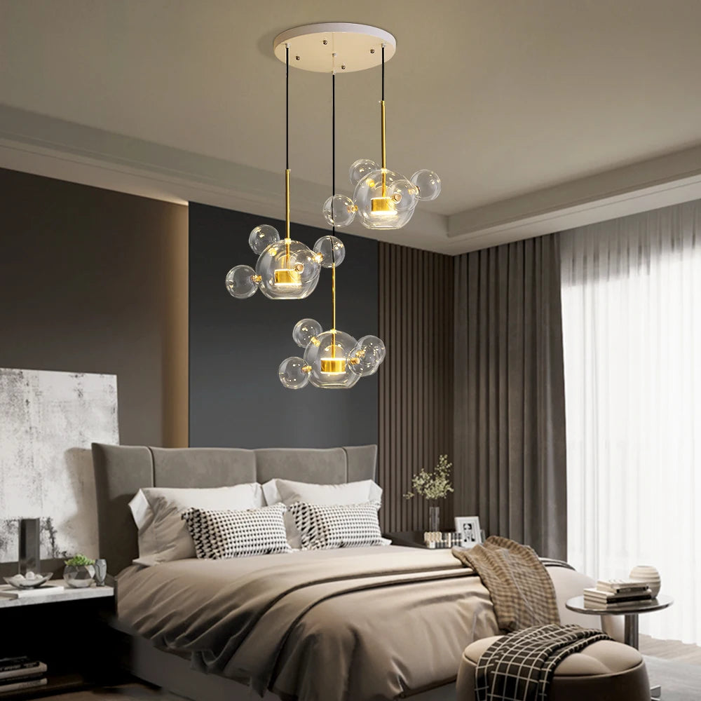 Artpad Living Room Chandelier Lighting Glass Bubble LED Chandelier for Dining Room Hanging Lamps for Ceiling Decoration Home