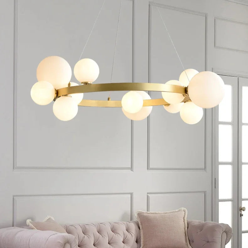 Clear Glass Ball Chandelier with Adjustable Cord for Dining Room Parlor or Bedroom