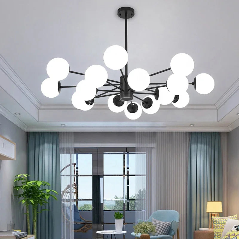 Modern Glass LED Chandelier Lighting Ceiling Chandeliers Light for Dining Living Room Bedroom Kitchen Indoor Lustre Fixture Lamp