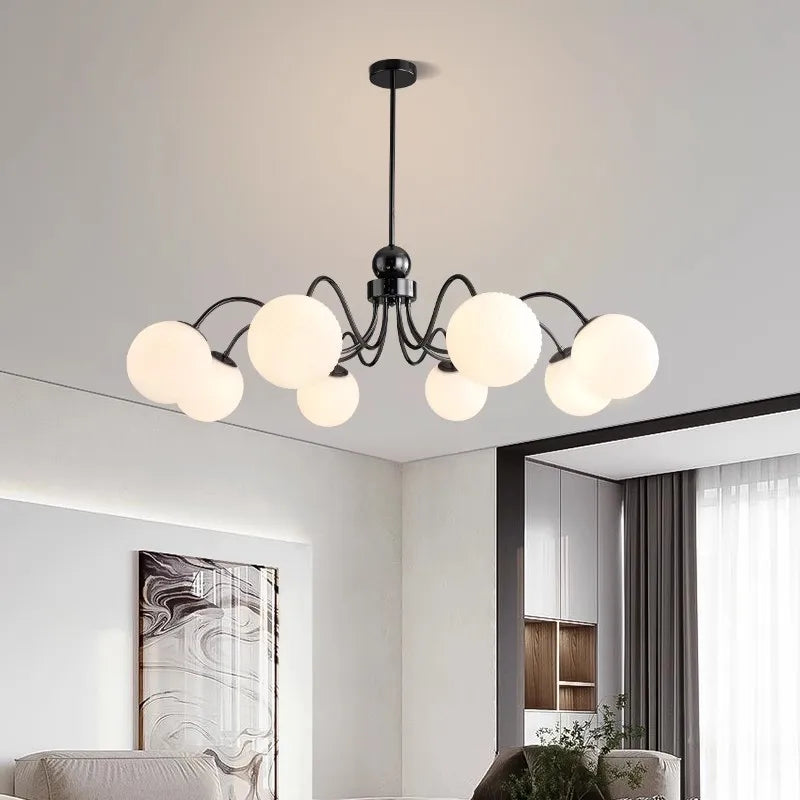 Glass Ball Chandelier for Modern Bedroom Home Decor - Elegant Hanging Light Fixture