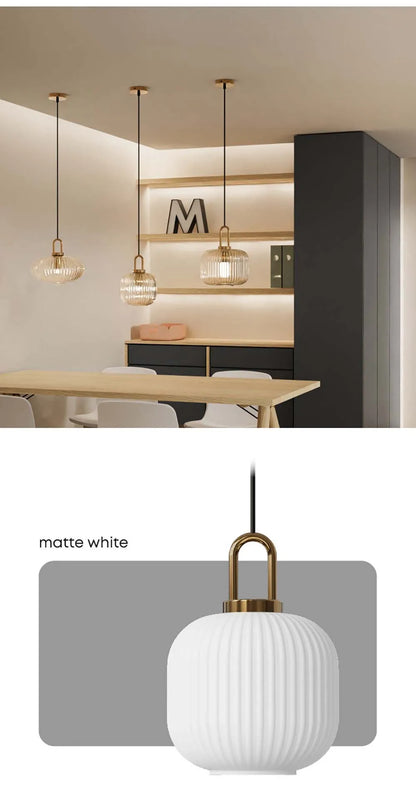 Nordic Minimalist Glass Pendant Lights Japanese LED Chandeliers for Dining Room Kitchen Bedside Home Decoration Hanging Lamp