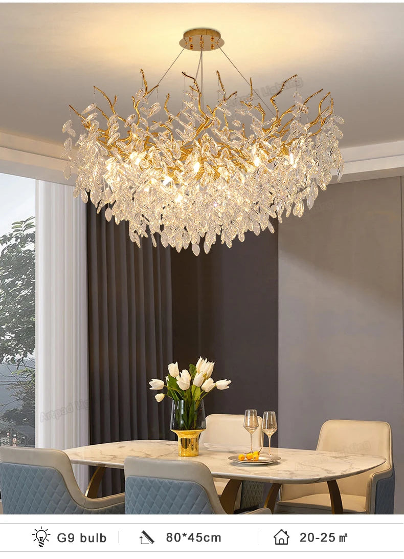 Luxury LED Ceiling Chandelier with Polished Gold Finish for Living Room and Hotel Hall