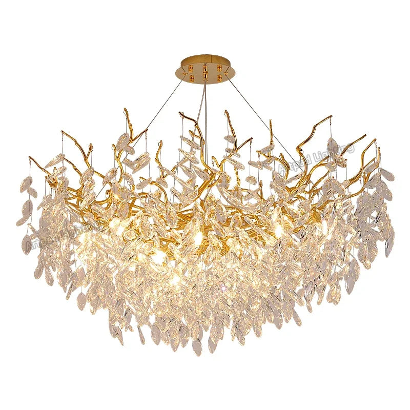 Luxury LED Ceiling Chandelier with Polished Gold Finish for Living Room and Hotel Hall