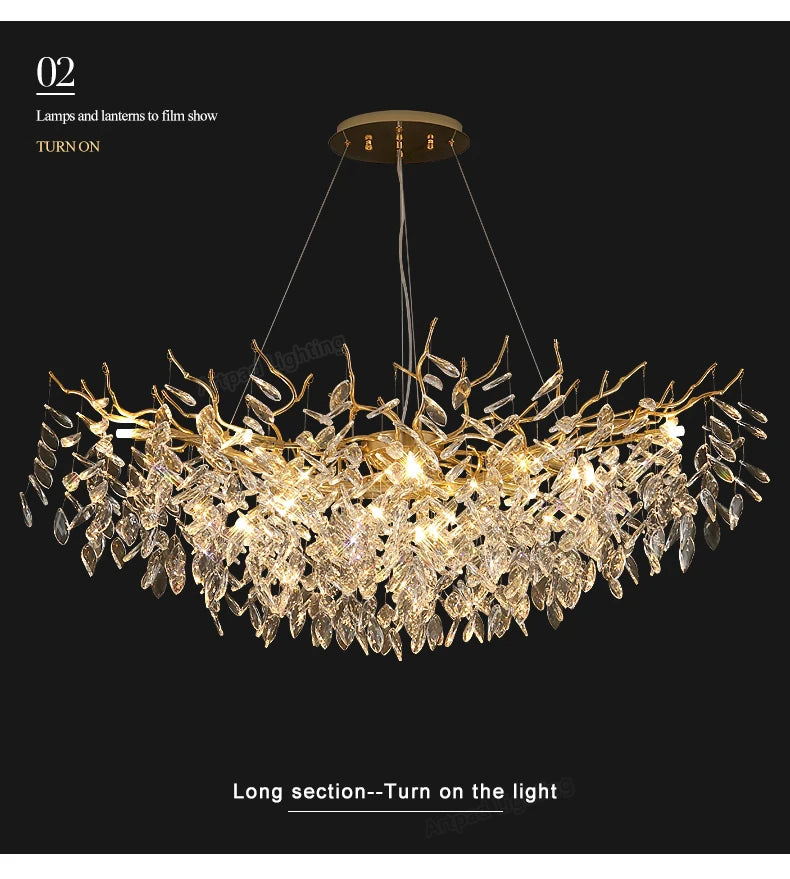 Luxury LED Ceiling Chandelier with Polished Gold Finish for Living Room and Hotel Hall