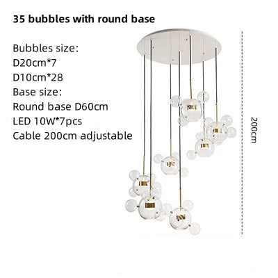 Artpad Living Room Chandelier Lighting Glass Bubble LED Chandelier for Dining Room Hanging Lamps for Ceiling Decoration Home