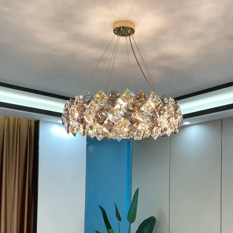 Light Luxury Postmodern Crystal Chandelier Living Room Chandelier Bedroom Crystal Restaurant Three-color Home Chandelier