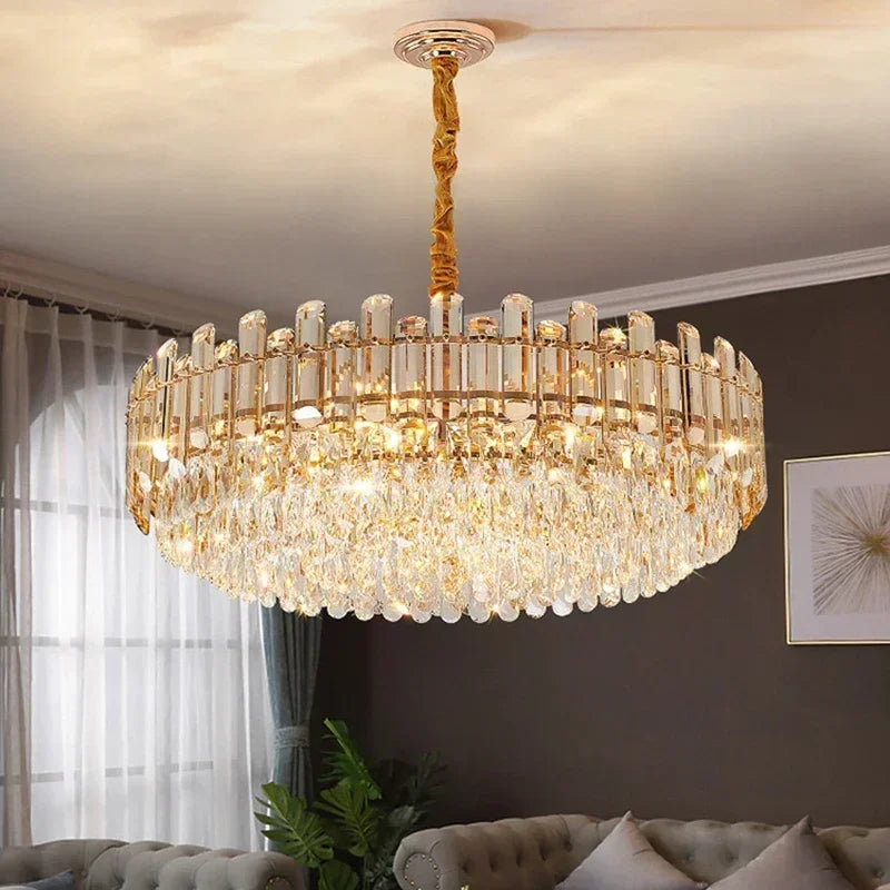 LED Crystal Chandeliers - Gold Luxury Lighting for Dining Living Room Bedroom and Kitchen Island - Indoor Hanging Light