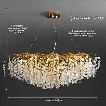 Artpad Modern Luxury Crystal Chandelier Gold Hanging Pendant Light Fixture for Kitchen Island Living Room