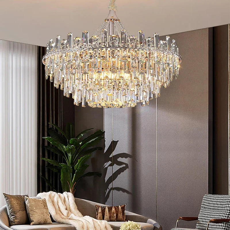 New Modern Light Luxury Crystal Lamp Home Living Room Bedroom Dining Room Living Room Luxury Villa Suspended Crystal Chandelier