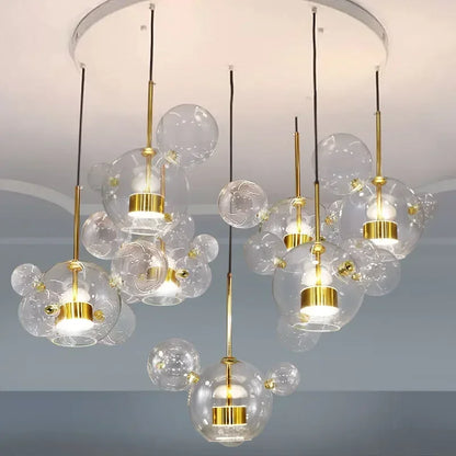 Artpad Living Room Chandelier Lighting Glass Bubble LED Chandelier for Dining Room Hanging Lamps for Ceiling Decoration Home