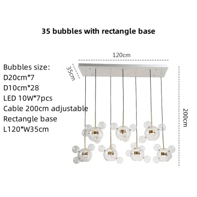 Artpad Living Room Chandelier Lighting Glass Bubble LED Chandelier for Dining Room Hanging Lamps for Ceiling Decoration Home