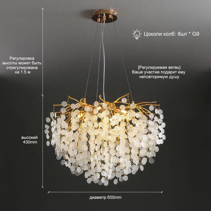 Artpad Modern Luxury Crystal Chandelier Gold Hanging Pendant Light Fixture for Kitchen Island Living Room