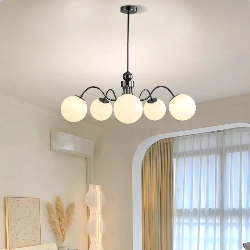 Glass Ball Chandelier for Modern Bedroom Home Decor - Elegant Hanging Light Fixture