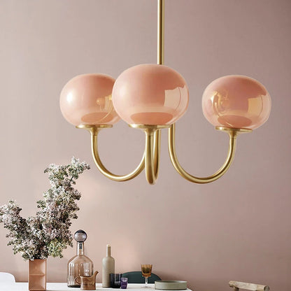 Modern Pink and White Glass Ball Pendant Chandelier for Stylish Living Room Bedroom or Kitchen