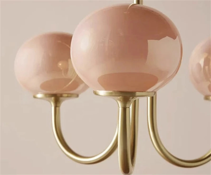 Modern Pink and White Glass Ball Pendant Chandelier for Stylish Living Room Bedroom or Kitchen