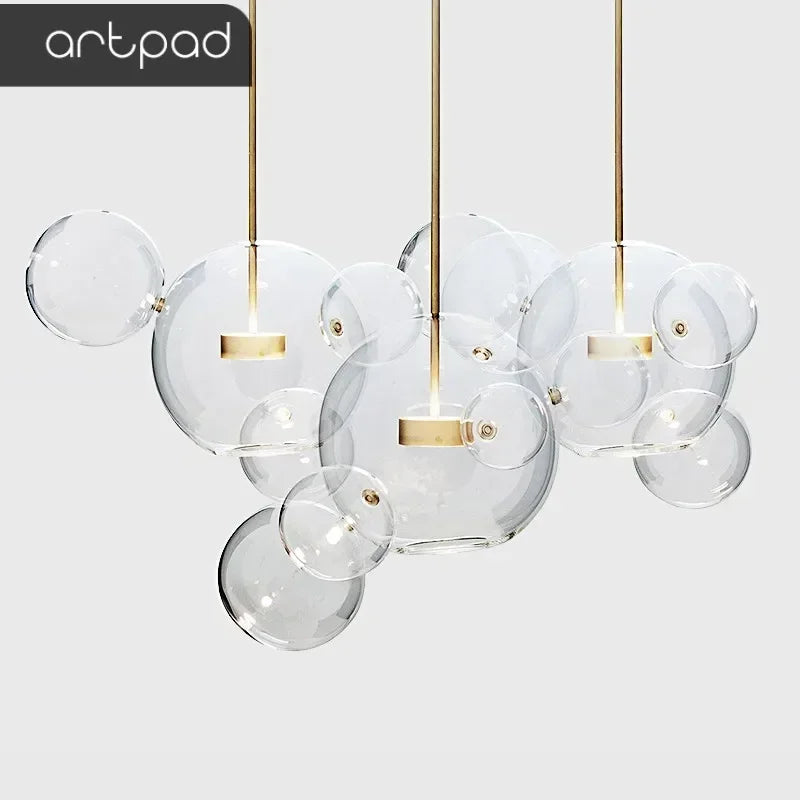 Artpad Living Room Chandelier Lighting Glass Bubble LED Chandelier for Dining Room Hanging Lamps for Ceiling Decoration Home