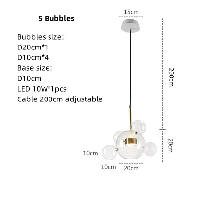 Artpad Living Room Chandelier Lighting Glass Bubble LED Chandelier for Dining Room Hanging Lamps for Ceiling Decoration Home