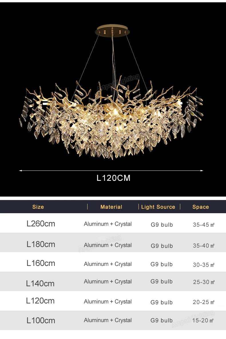 Luxury LED Ceiling Chandelier with Polished Gold Finish for Living Room and Hotel Hall