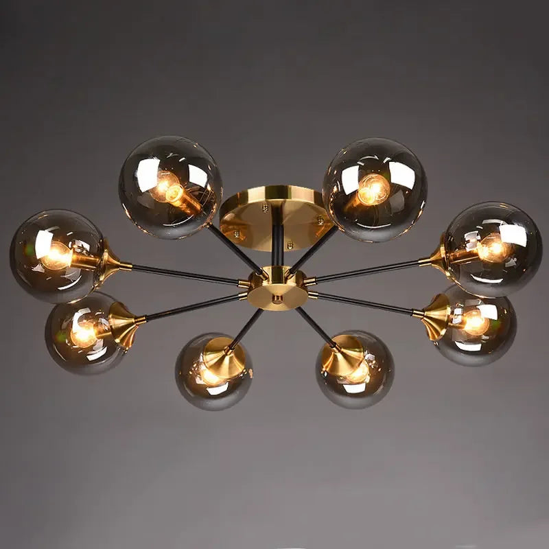 Modern Glass Ball LED Pendant Lights Retro Ceiling Chandelier Dining Bedroom Gold Home Décor Hanging Lamp Fixtures