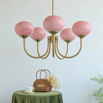 Modern Pink and White Glass Ball Pendant Chandelier for Stylish Living Room Bedroom or Kitchen