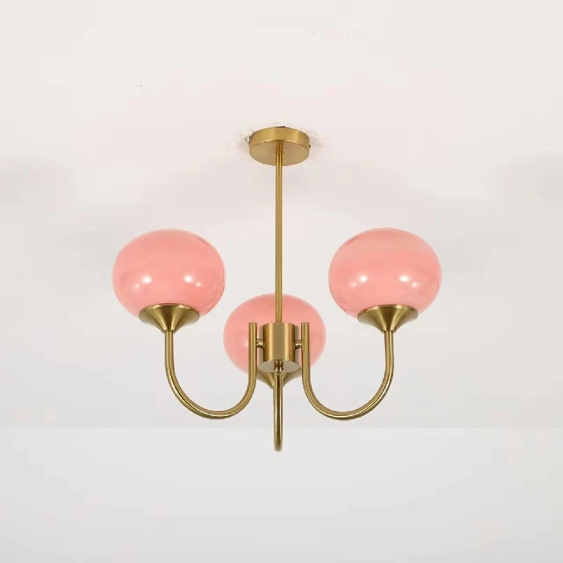 Modern Pink and White Glass Ball Pendant Chandelier for Stylish Living Room Bedroom or Kitchen