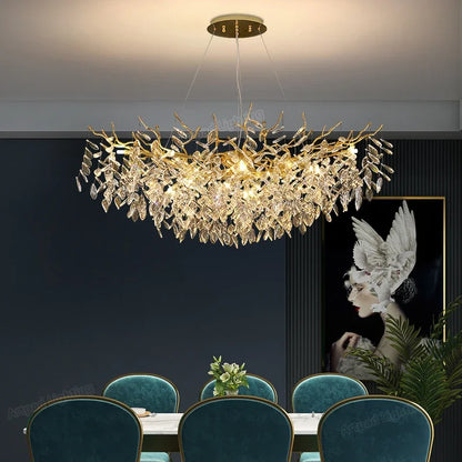 Luxury LED Ceiling Chandelier with Polished Gold Finish for Living Room and Hotel Hall