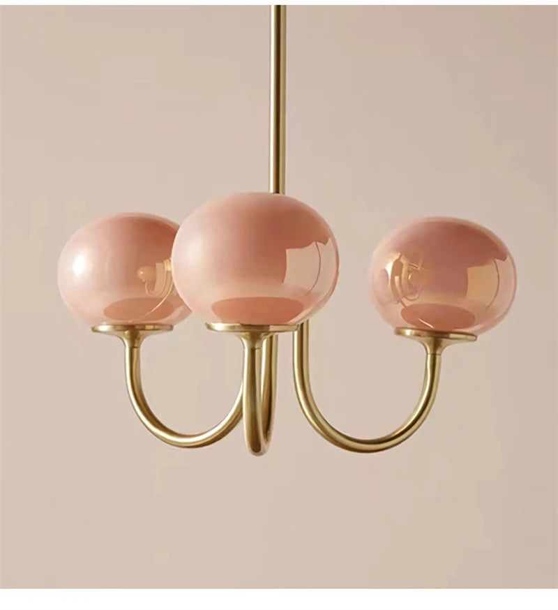 Modern Pink and White Glass Ball Pendant Chandelier for Stylish Living Room Bedroom or Kitchen