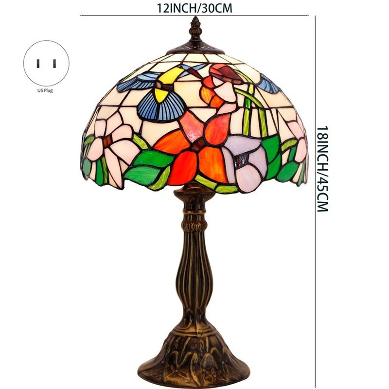 Elegant Bird Style Tiffany Table Lamp | Stained Glass LED Bedside Lamp for Home, Restaurant &amp; Bar