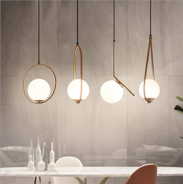 Simple Ball Glass Small Droplight Bedroom Bedside Single Headlight