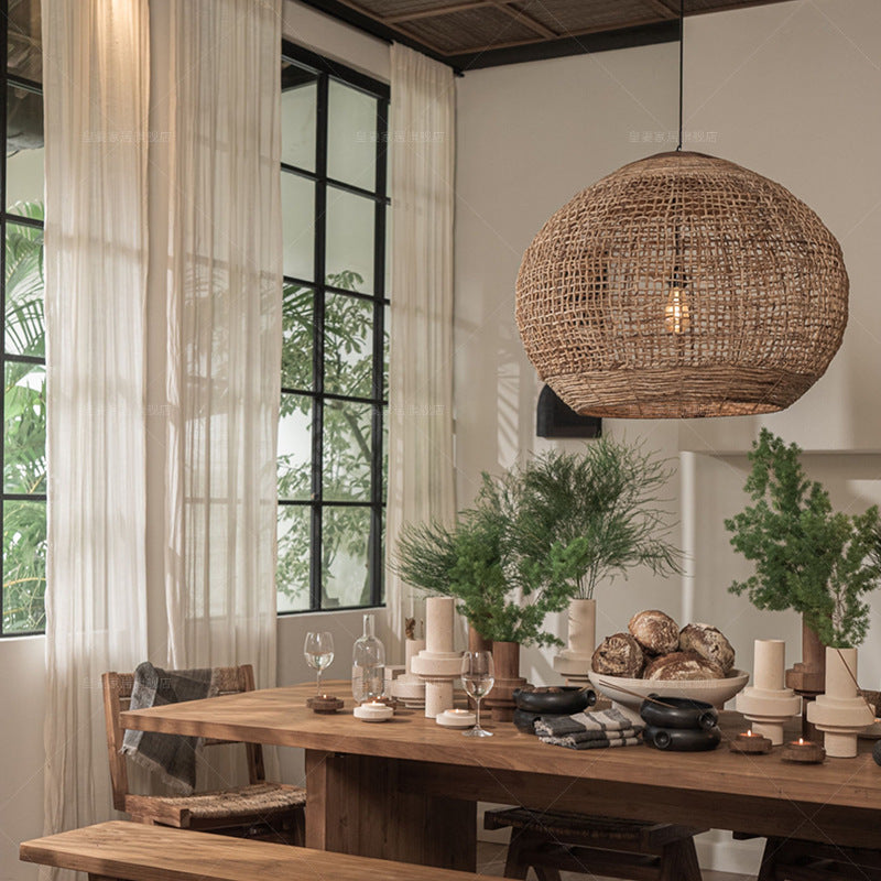 Japanese Style Dining Room Chandelier Rattan Art