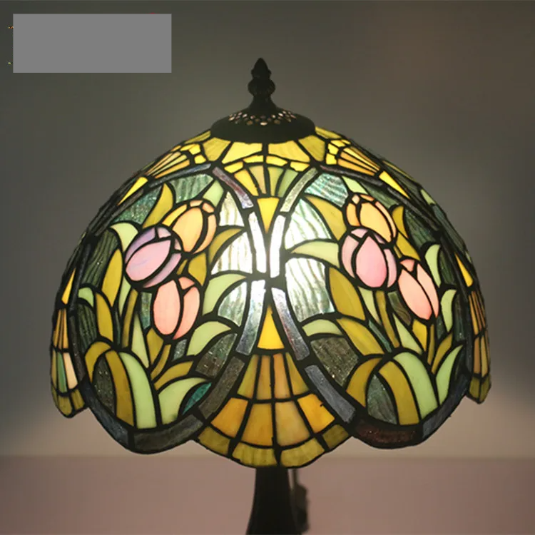 Elegant Green Flower Tiffany Table Lamp | Stained Glass Bedside Lamp for Home, Restaurant &amp; Bar