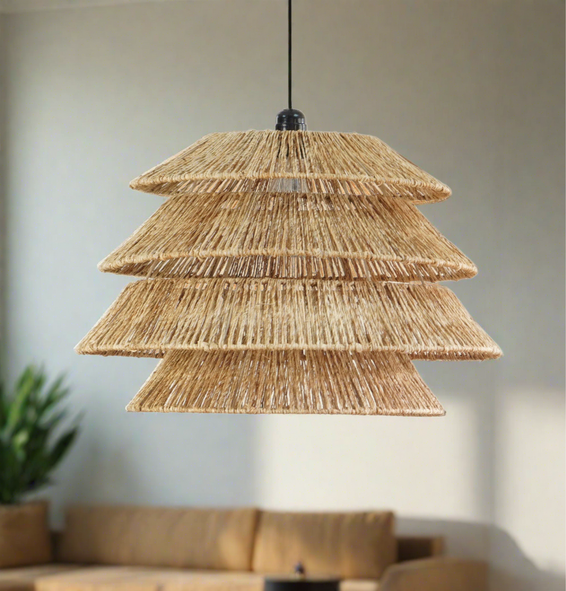 Tri Layered Jute Handcrafted Lampshade, Pendant Lamps, Hanging Lights, Eco Friendly