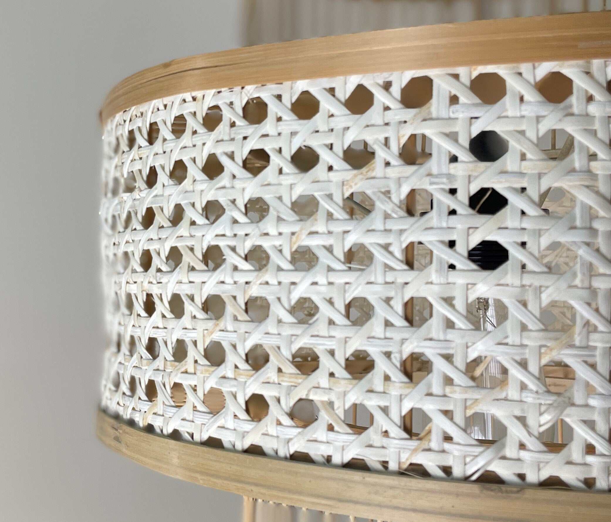 Wicker Style Bamboo Lampshade Handcrafted by Vietnamese Artisans, Sustainable Eco Friendly Lighting, Pendant Light, Chandelier, Lampshade