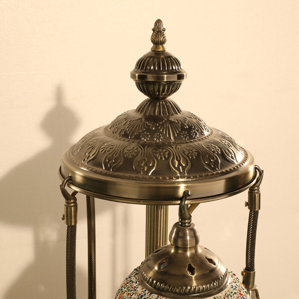 Australian Plug - Aussie Seller, Floor Lamp Turkish Moroccan Style Mosaic Multicolour Light 3 Large Globe