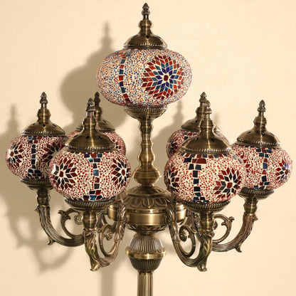 Australian Plug - Aussie Seller, Turkish Moroccan Style Mosaic Multicolored Standing Floor Lamp Galaxy Pattern 6 Orbit around a Star Globes