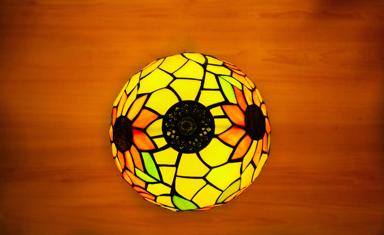 Sunflower Tiffany Lamp, Leadglass Stained Glass Shade, Crystal Bead Lamp Shade, Antique Lampshade, Stained Glass Lamp Shade, Bedside Lamp