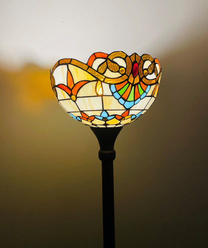 Torchiere Tiffany Floor Lamps 168cm , 12&quot; Lampshade Leadlight Stained Glass Tiffany Crystal Bead, Living Room Bed Lamp