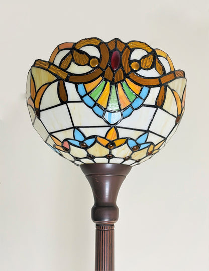 Torchiere Tiffany Floor Lamps 168cm , 12&quot; Lampshade Leadlight Stained Glass Tiffany Crystal Bead, Living Room Bed Lamp