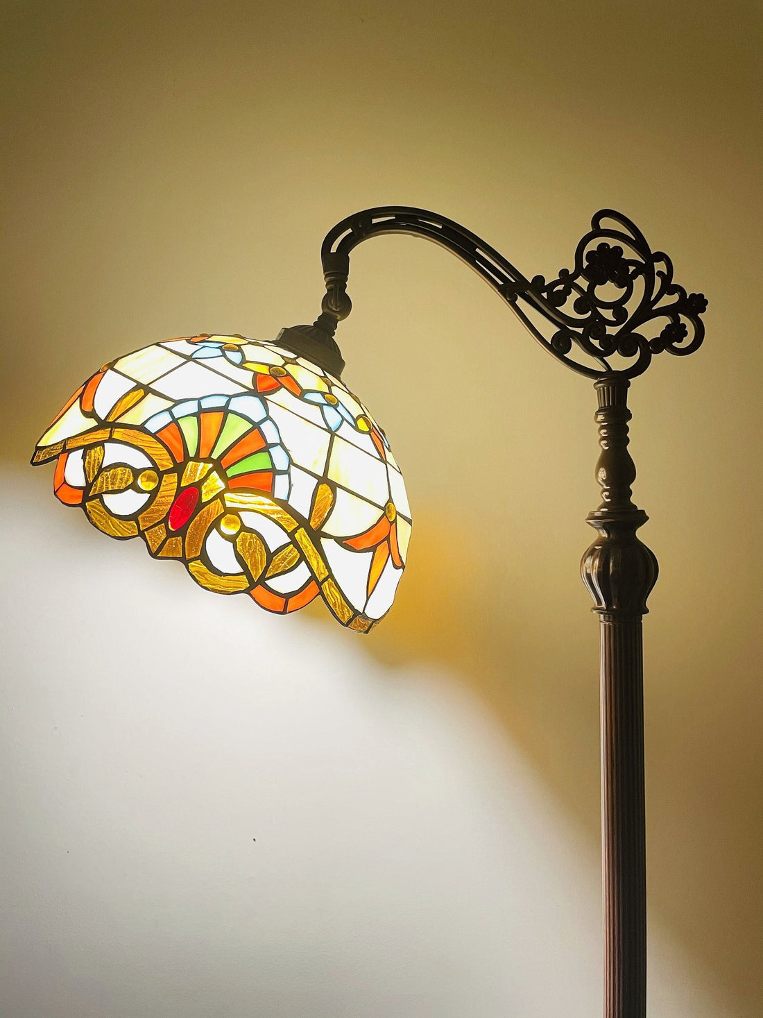 165cm Tiffany Adjustable Floor Lamp, 12&amp;quot; Lampshade Leadlight Stained Glass Tiffany Crystal Bead, Living Room Bed Room Lamp