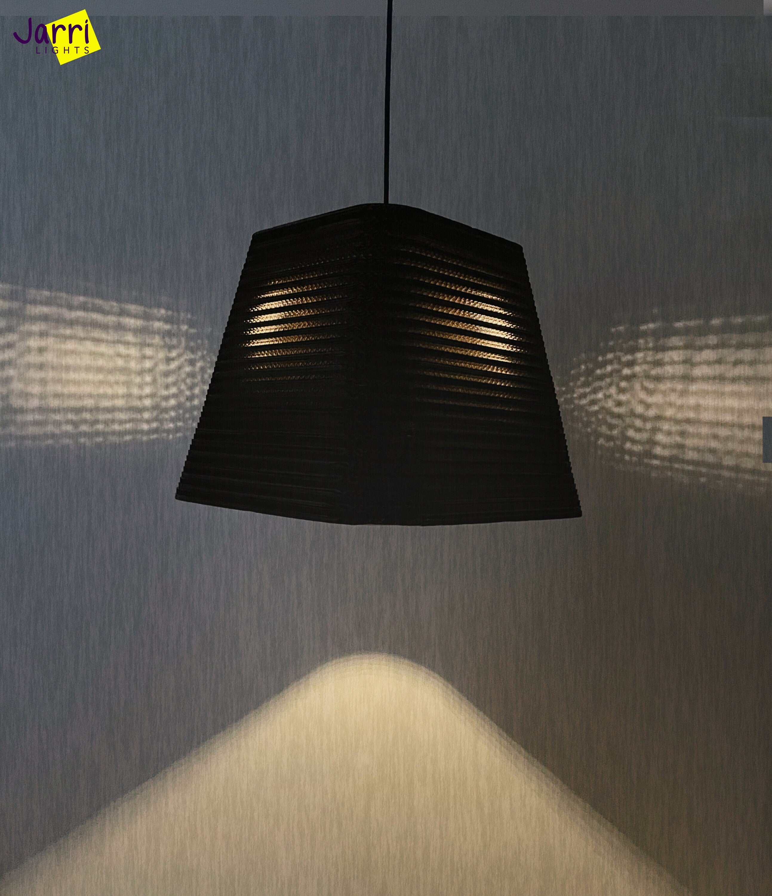 Modern Square Corrugated Cardboard Pendant Light - Ceiling Light - Hanging Lampshade - Droplight - Livingroom/ Kitchen/ Bedroom/Restaurant