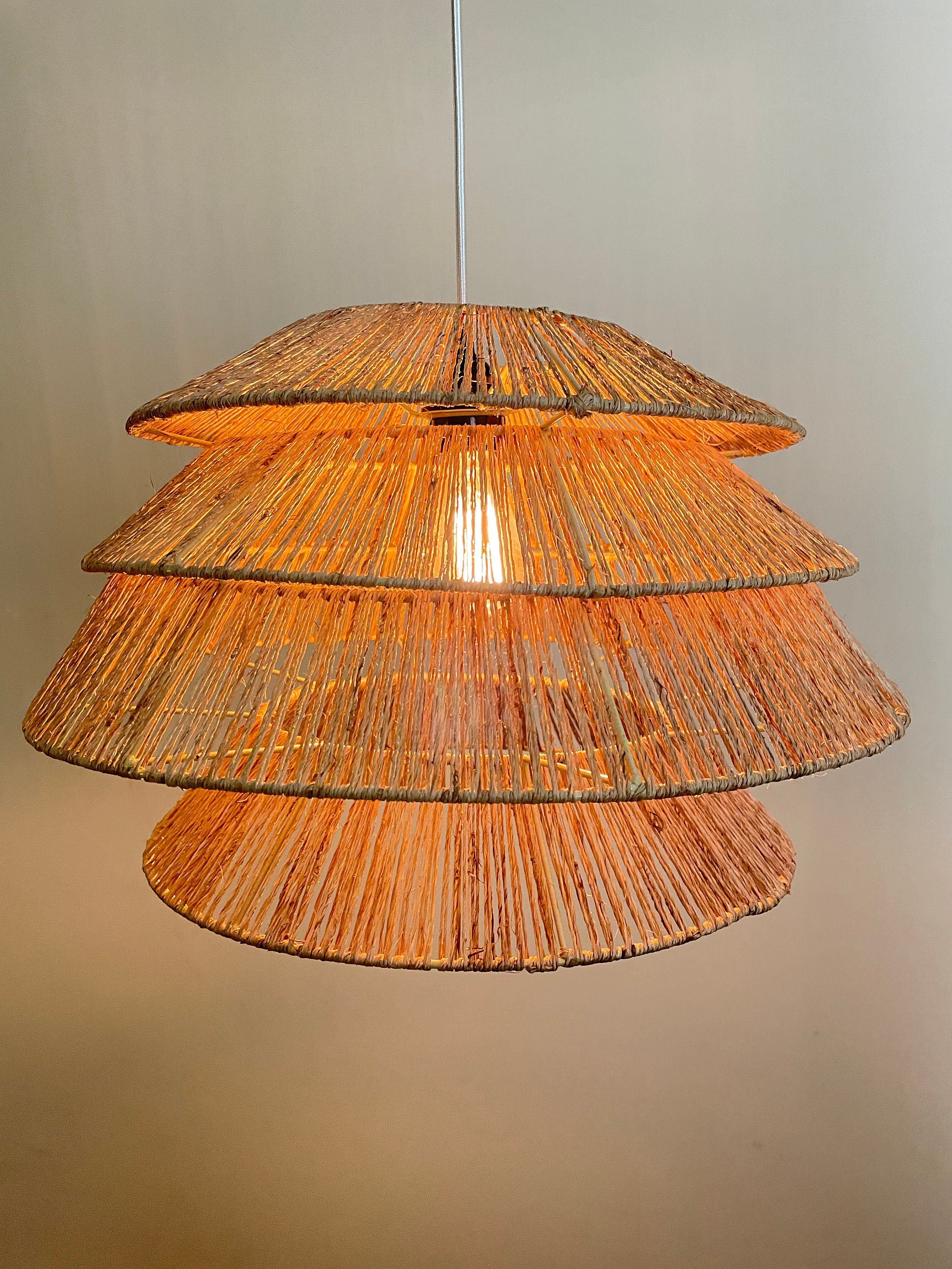 Tri Layered Jute Lampshade Handcrafted by Vietnamese Artisans, Sustainable Eco Friendly Lighting, Pendant Light, Chandelier, Lampshade