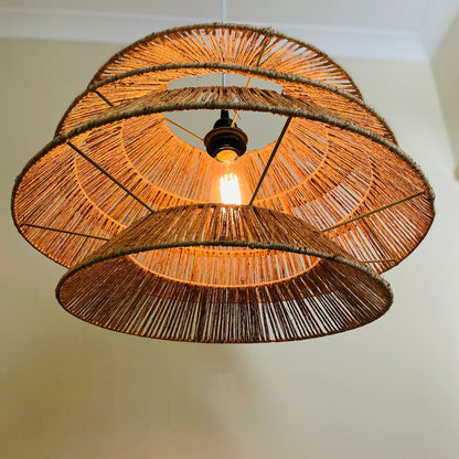 Tri Layered Jute Lampshade Handcrafted by Vietnamese Artisans, Sustainable Eco Friendly Lighting, Pendant Light, Chandelier, Lampshade