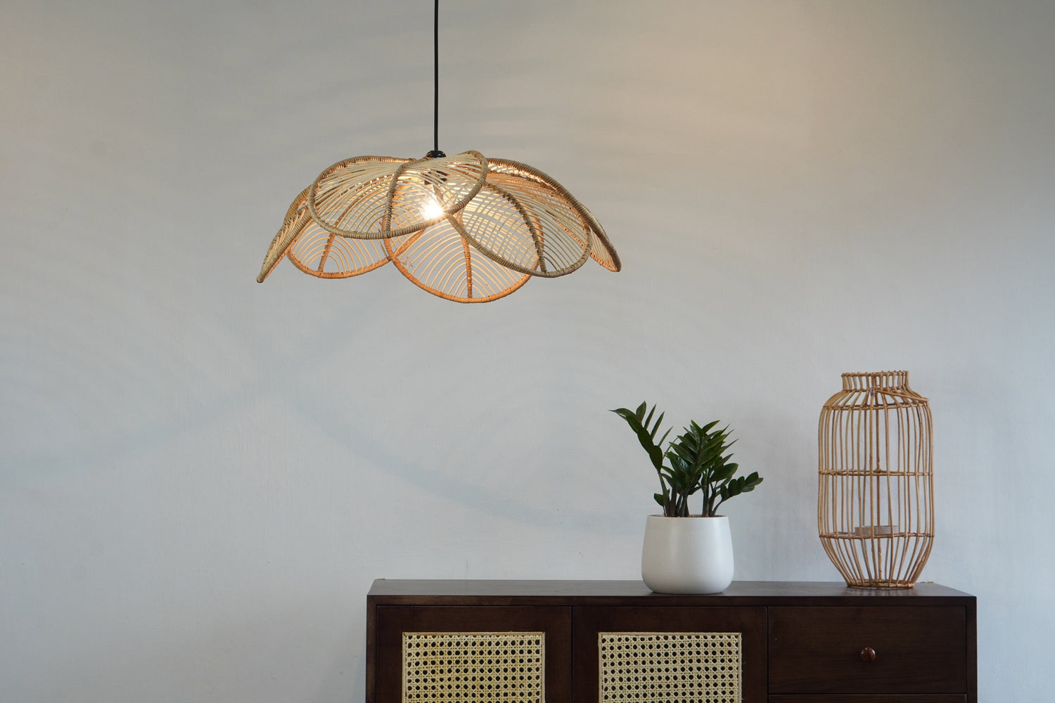 Lotus Flower Rattan Lampshade Handcrafted, Sustainable Eco Friendly Lighting, Pendant Light, Chandelier, Lampshade