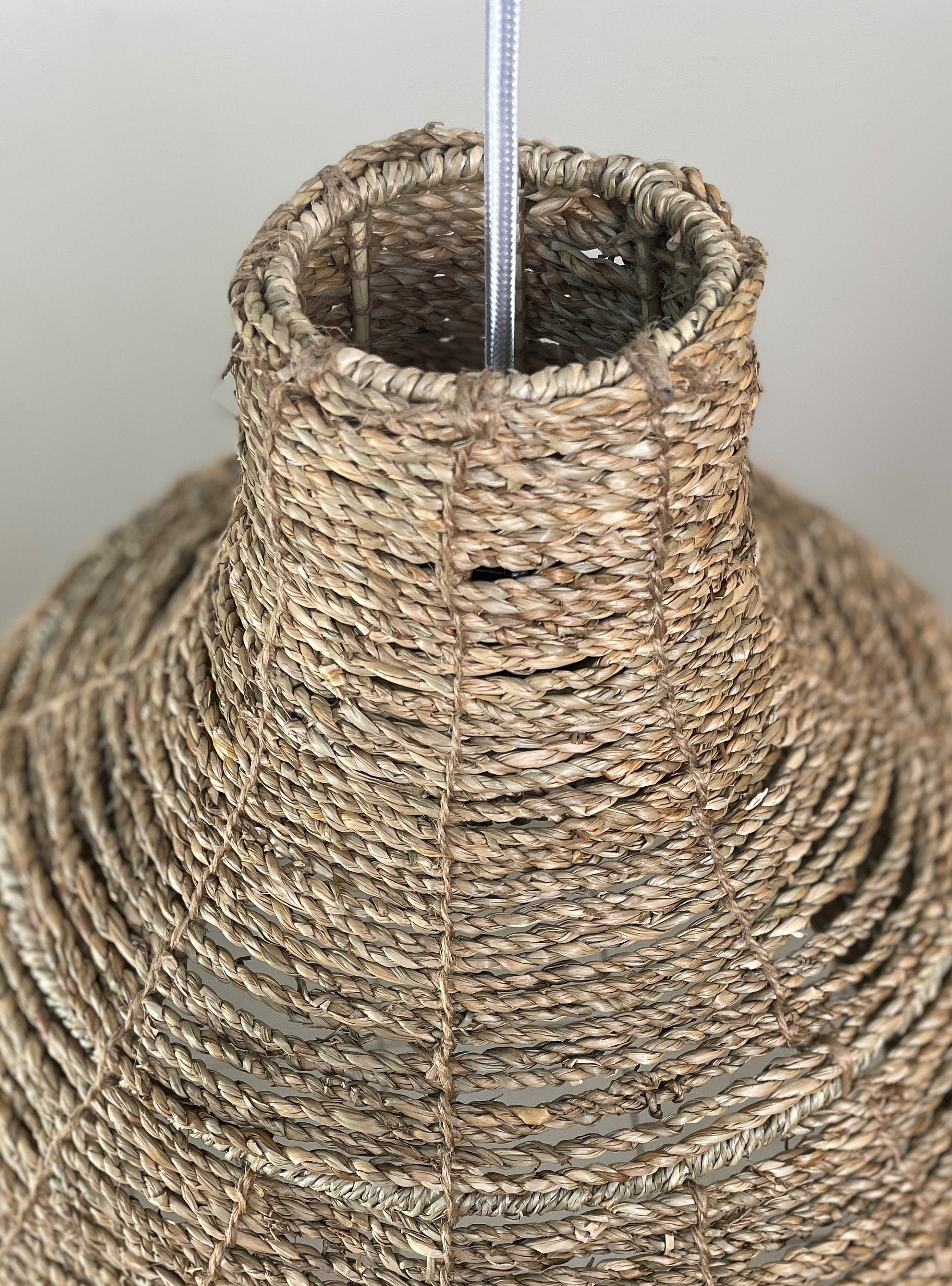 Seagrass Dropper Lampshade Handcrafted by Vietnamese Artisans, Sustainable Eco Friendly Lighting, Pendant Light, Chandelier, Lampshade