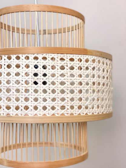 Wicker Style Bamboo Lampshade Handcrafted by Vietnamese Artisans, Sustainable Eco Friendly Lighting, Pendant Light, Chandelier, Lampshade